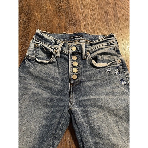 Lucky Brand Women's AVA Mid Rise Cropped Skinny Jeans Embroidered Size 0/25 - Picture 4 of 12